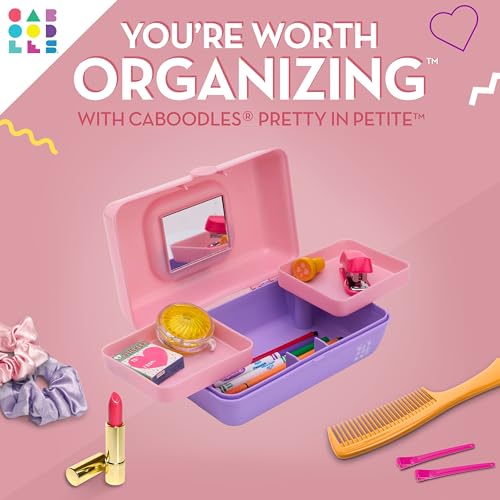 Caboodles Pretty in Petite opened to reveal swivel trays for organized makeup.
