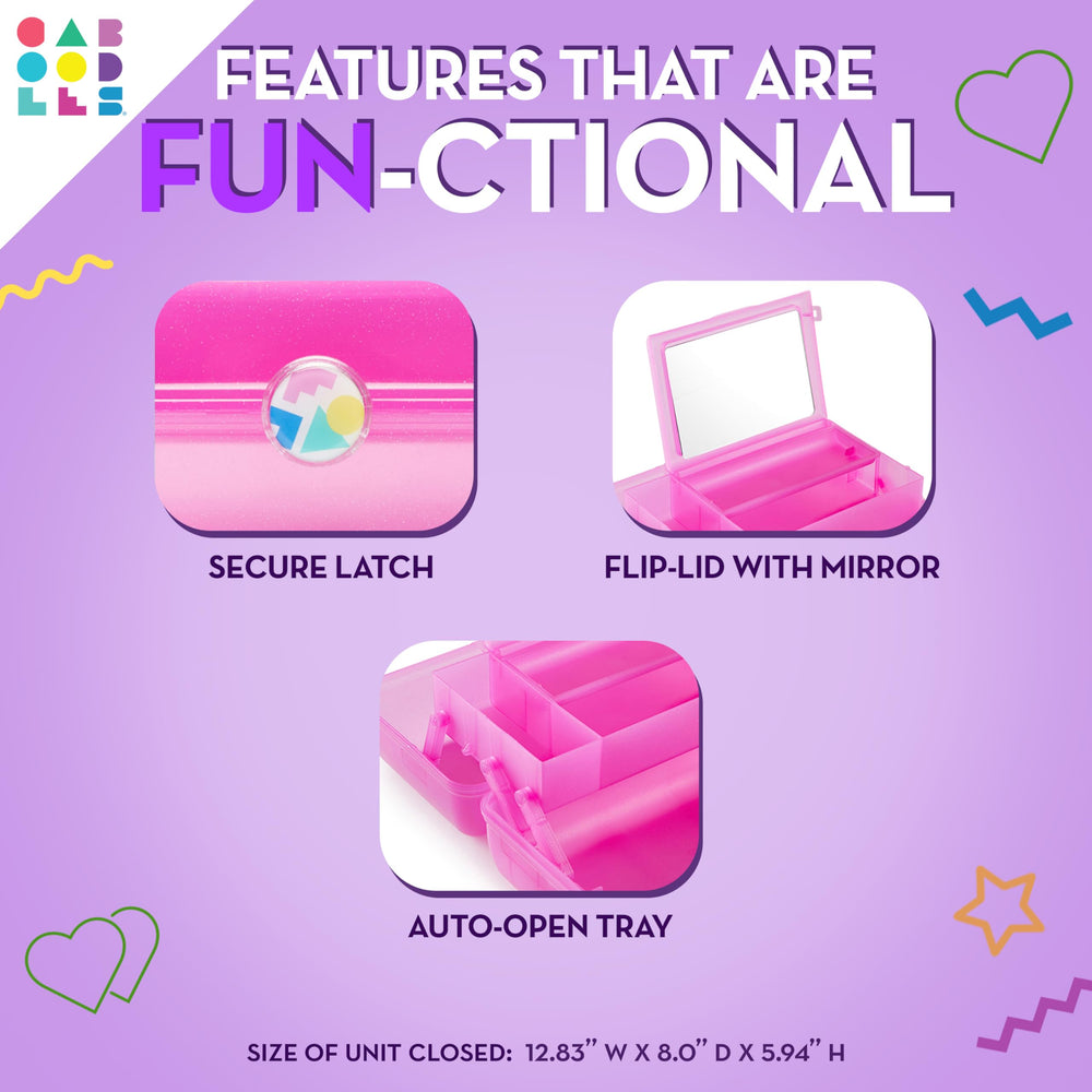 Caboodles Twilight Disco secure latch keeps contents safe in transit