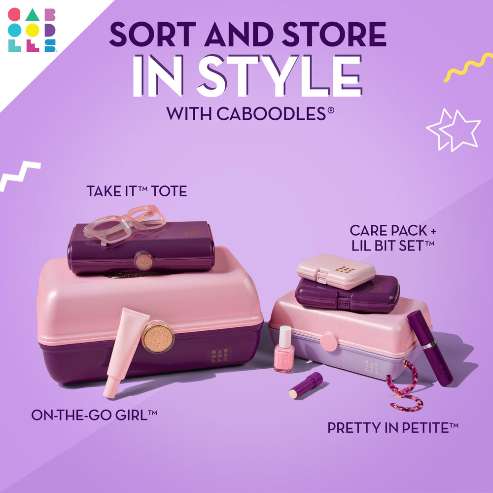 Caboodles Twilight Disco travel-friendly design fits backpacks and suitcases