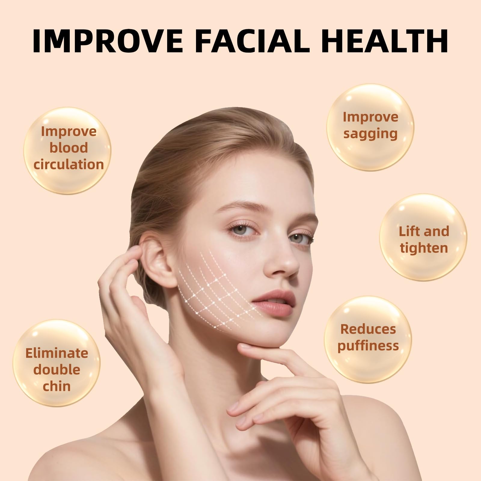 CACRTY contour brush targets cheekbones for gentle lymph drainage