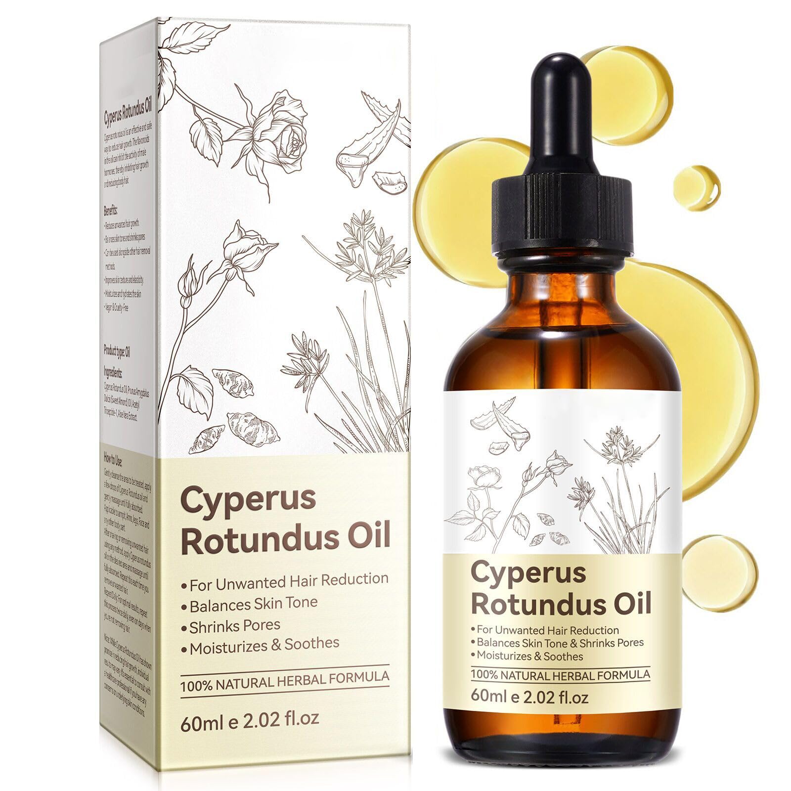 Cacukn Cyperus Rotundus oil bottle for smooth daily application and hair growth management.
