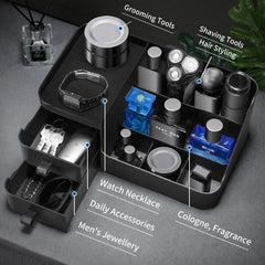 CADRSLES Cologne Organizer seven-compartment design on compact vanity