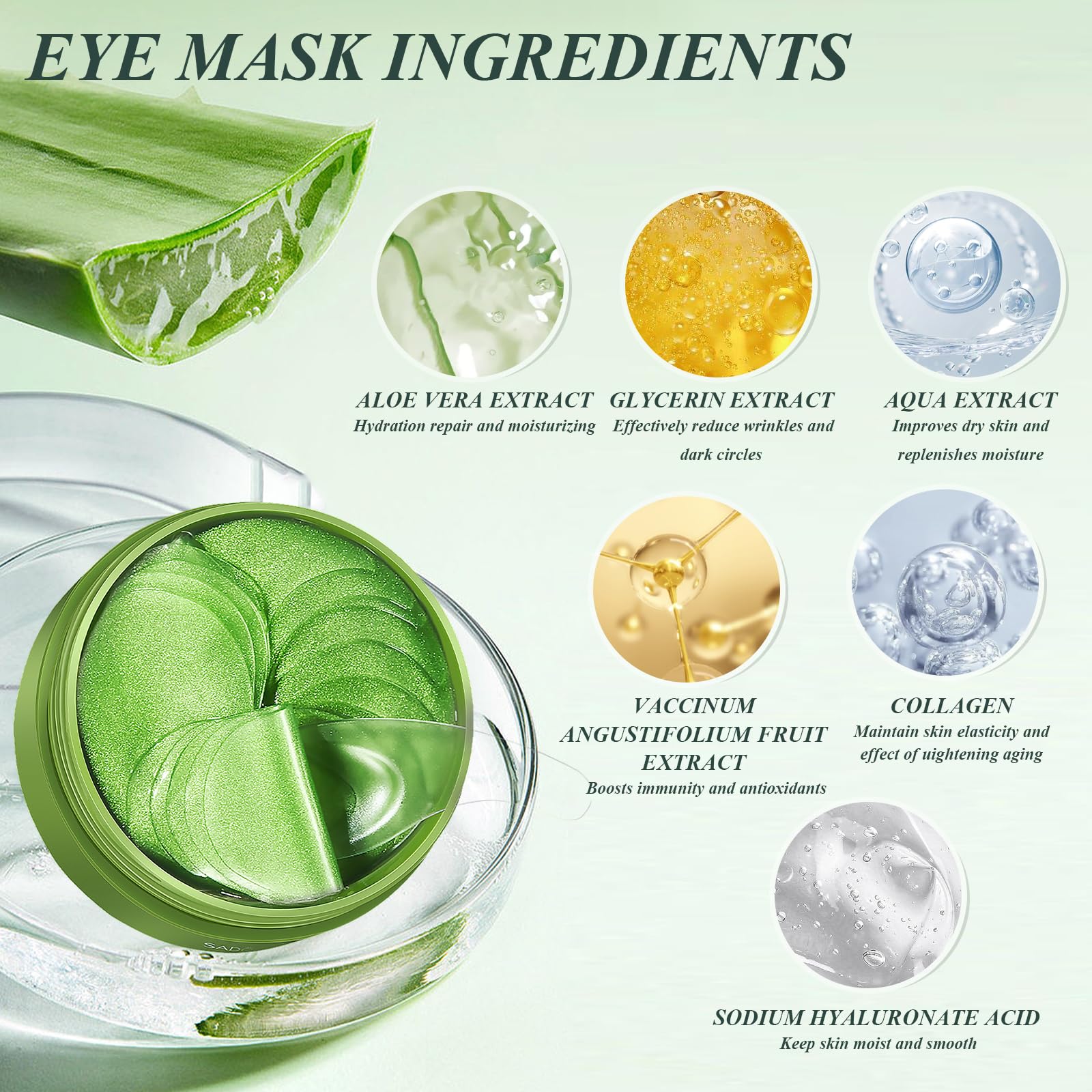 Caewous ingredientes aloe vera reparan y suavizan la piel alrededor de los ojos