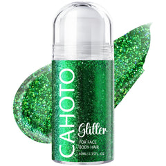 CAHOTO green rolling glitter for the face with vibrant festival glow
