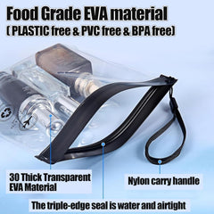 Caija-H clear EVA material bag showing waterproof, durable design.