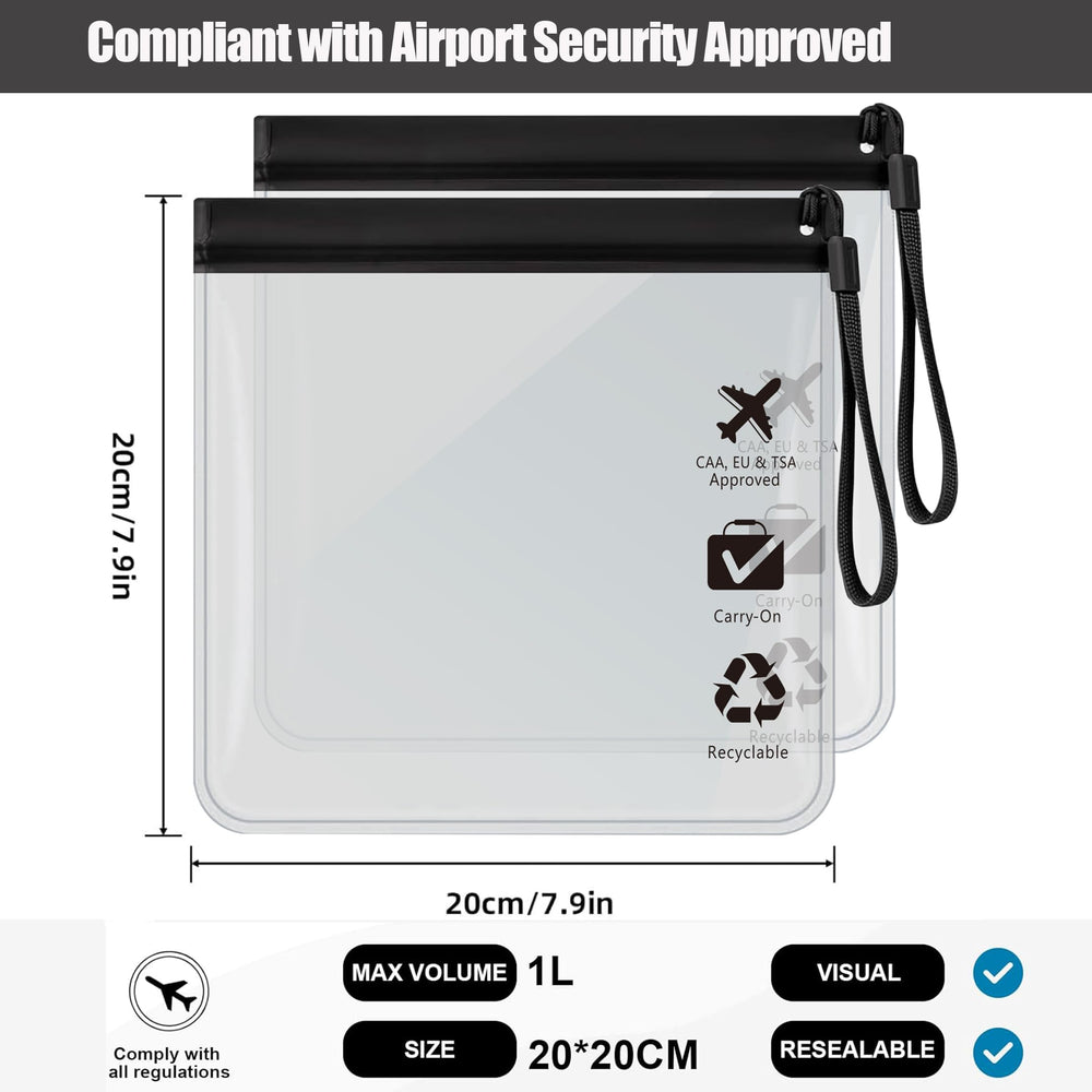 Caija-H leakproof seal close-up on clear EVA toiletry bag.