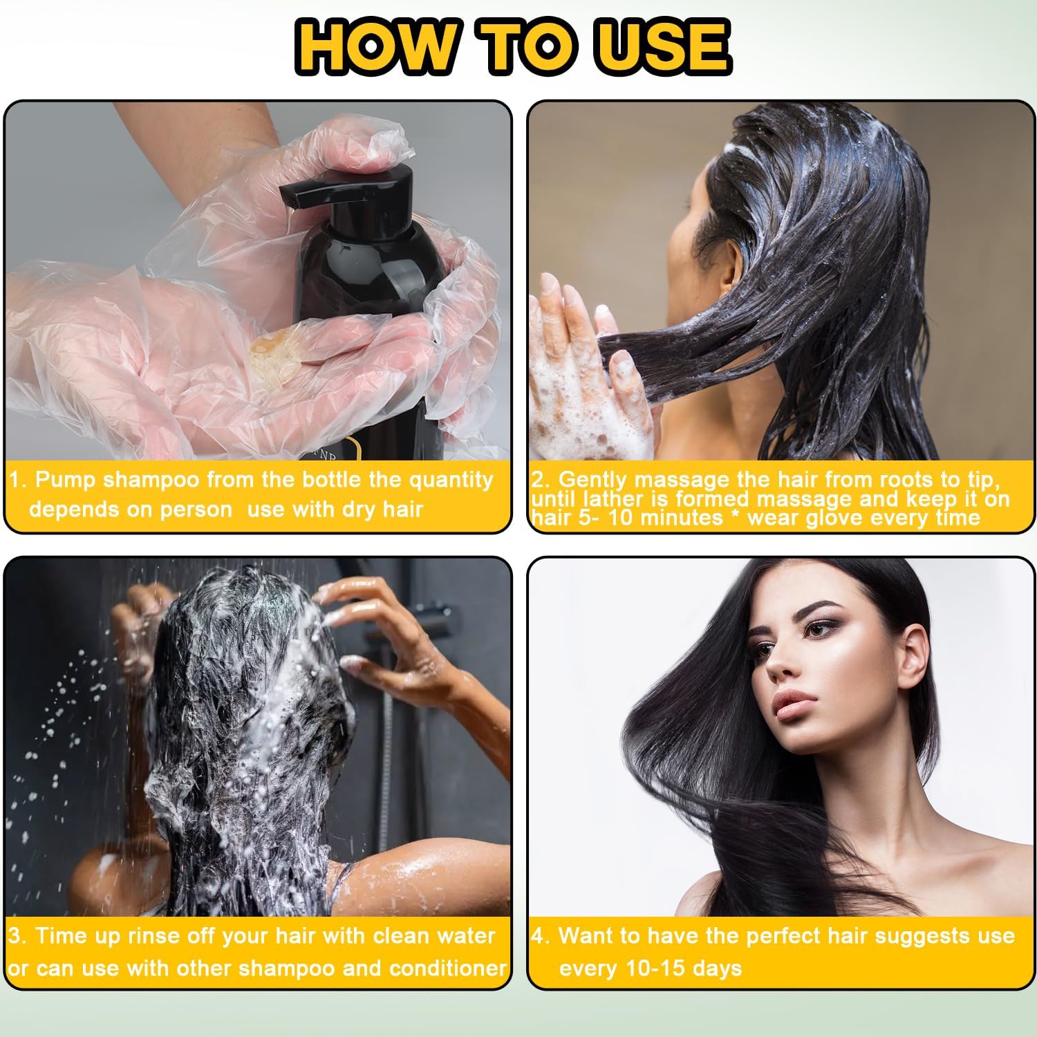 CAJPK Hair Dye Shampoo includes gloves for precise application