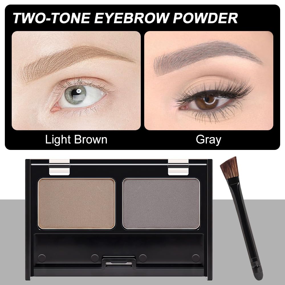 CAKAILA cejas polvo dos tonos naturales para un acabado suave.