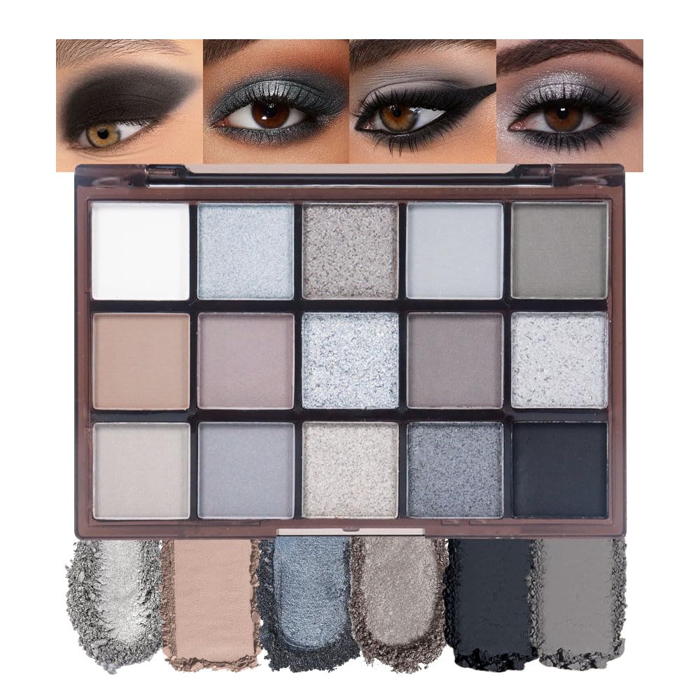 CAKAILA Paleta Smokey Black: 15 colores para maquillajes ahumados duraderos.