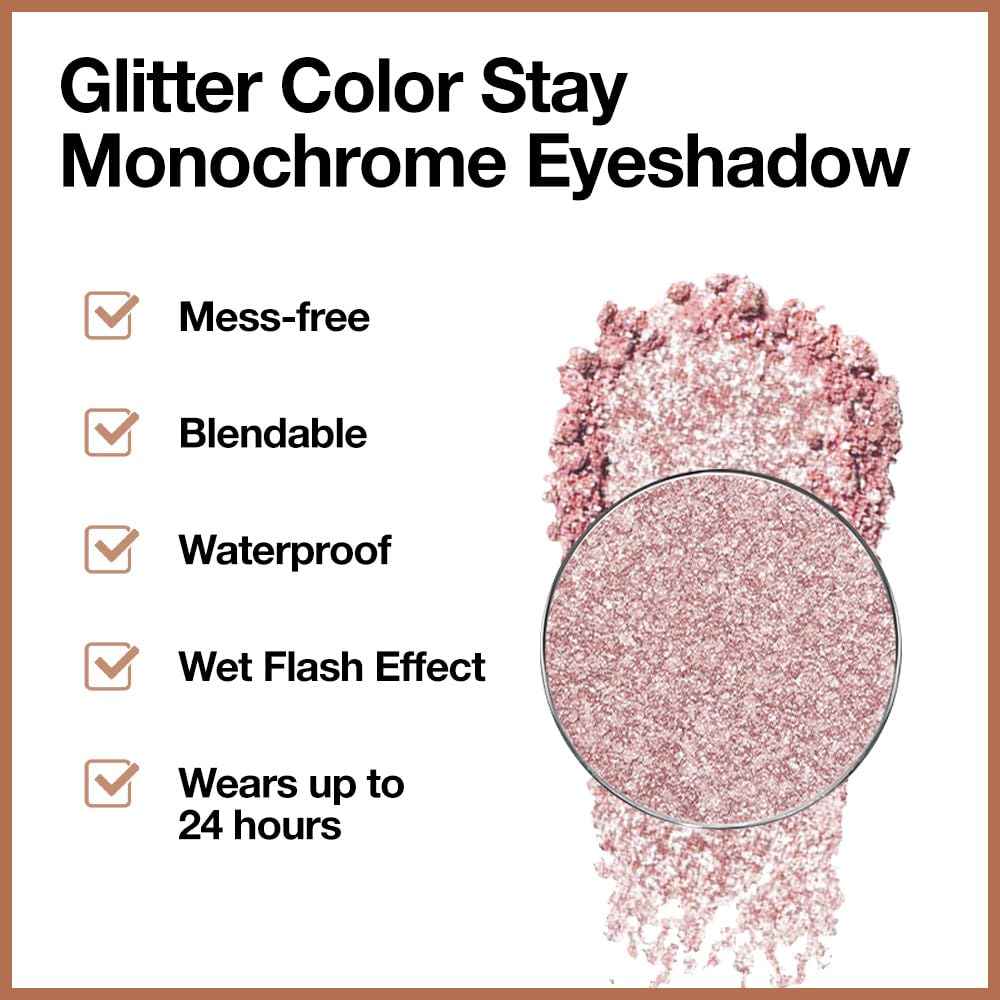 CAKAILA pink rose gold palette close-up with glitter detail for festive looks.