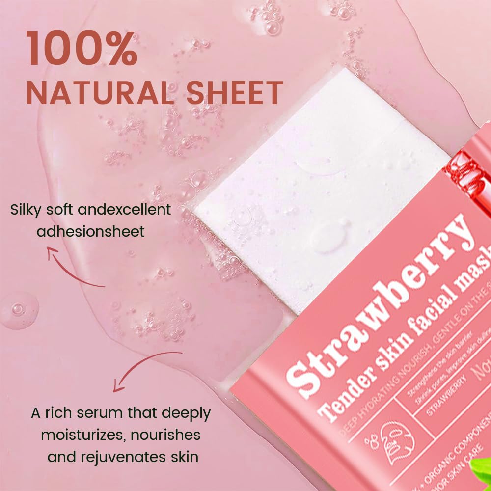 CAKAILA open-pack strawberry masks showing silky texture and moisture.