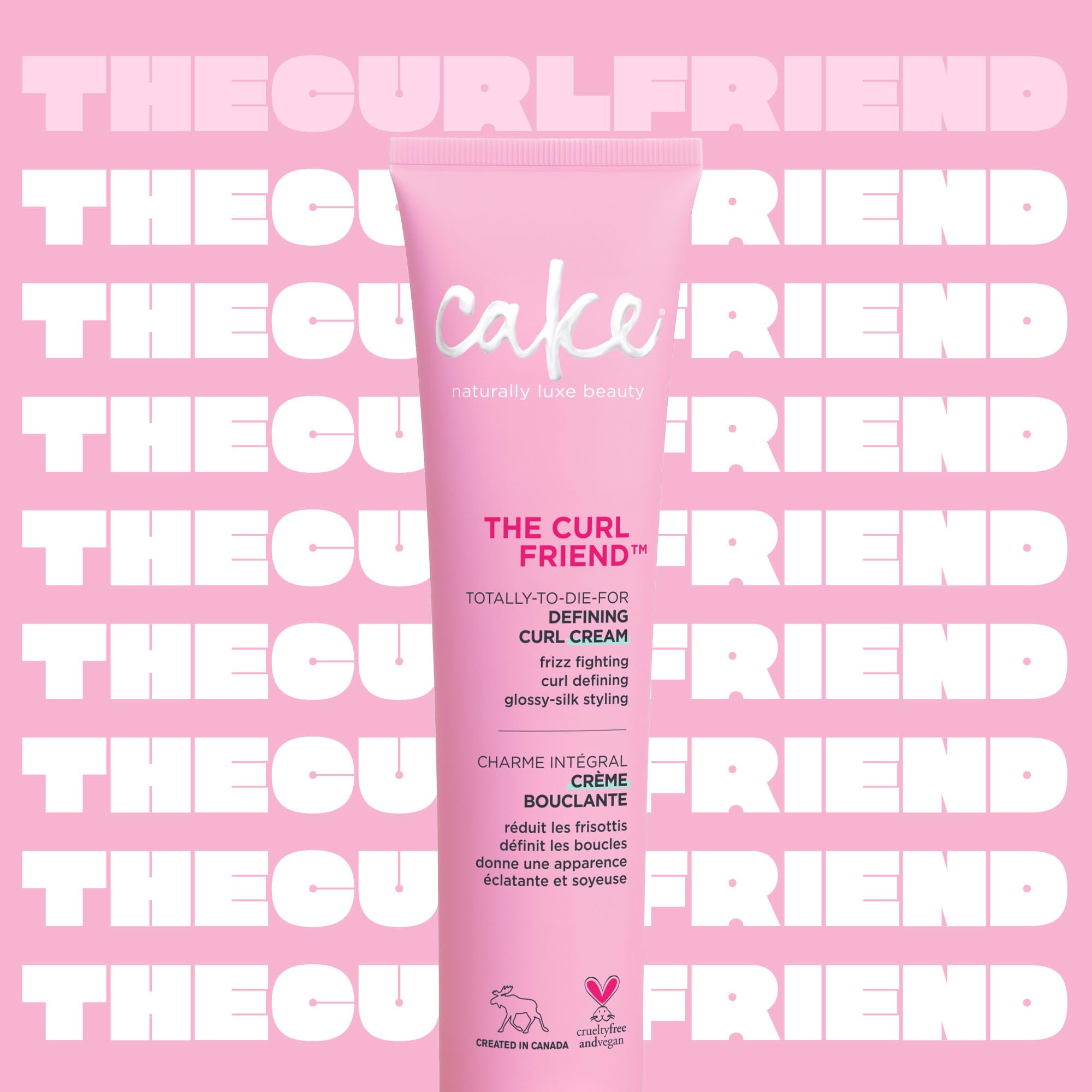 Cake Beauty Curl Defining Cream application swirl demonstrates lightweight moisture.