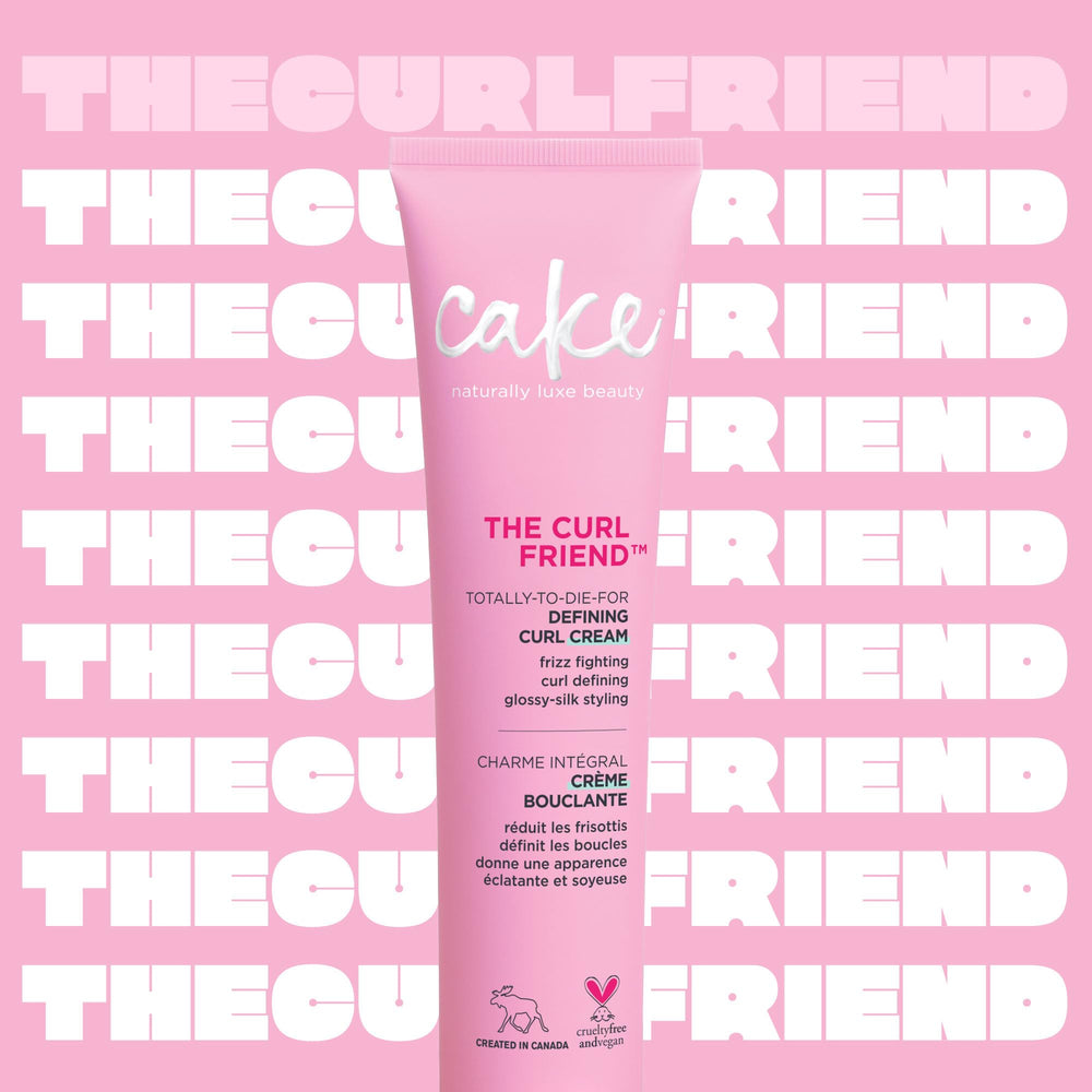 Cake Beauty Curl Defining Cream application swirl demonstrates lightweight moisture.