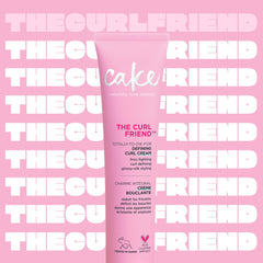 Cake Beauty Curl Defining Cream application swirl demonstrates lightweight moisture.