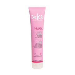 Cake Beauty Curl Defining Cream label highlights vegan formula and key ingredients.
