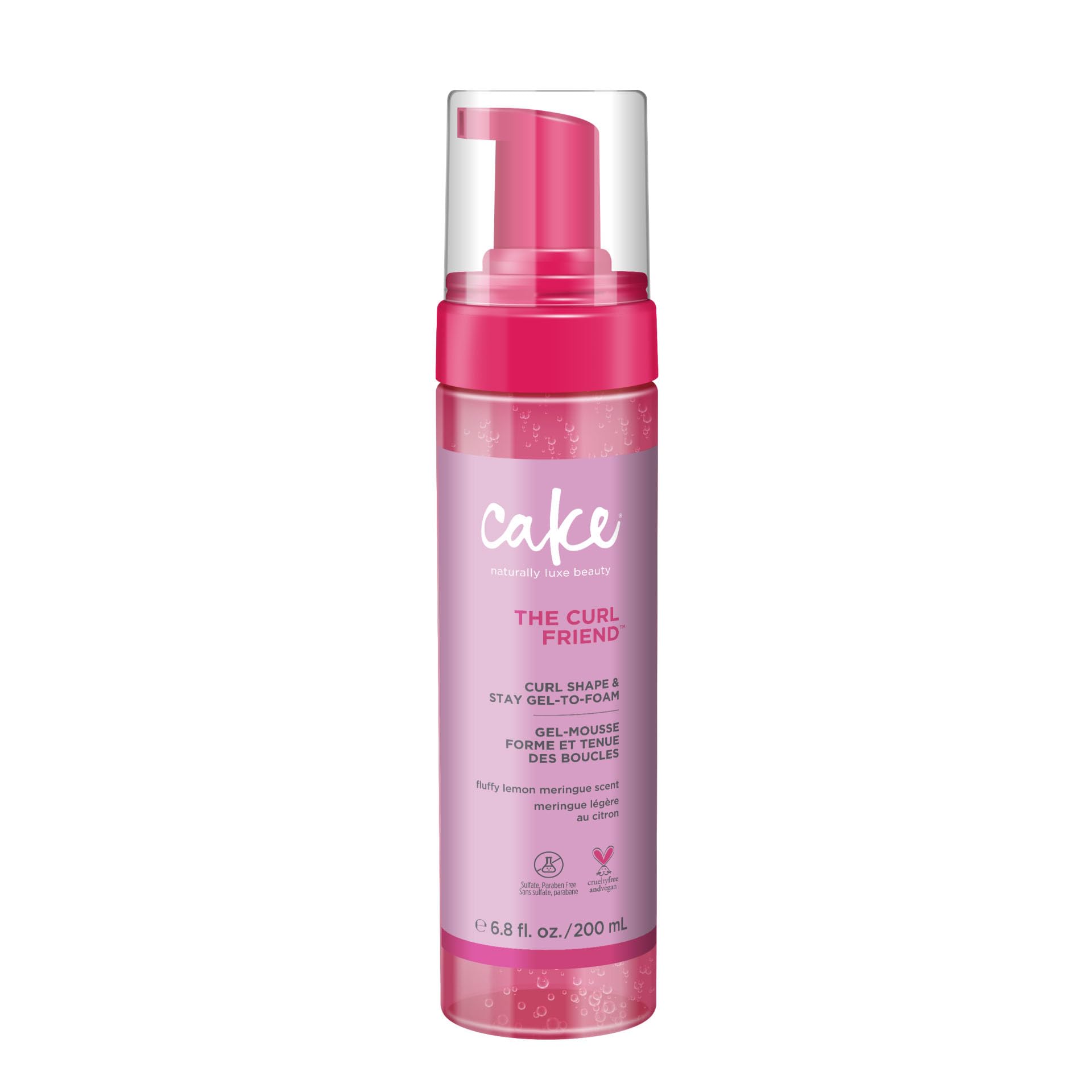 Cake Beauty Gel-to-Foam Curl Styler en bote, definición de rizos para un look pulido.