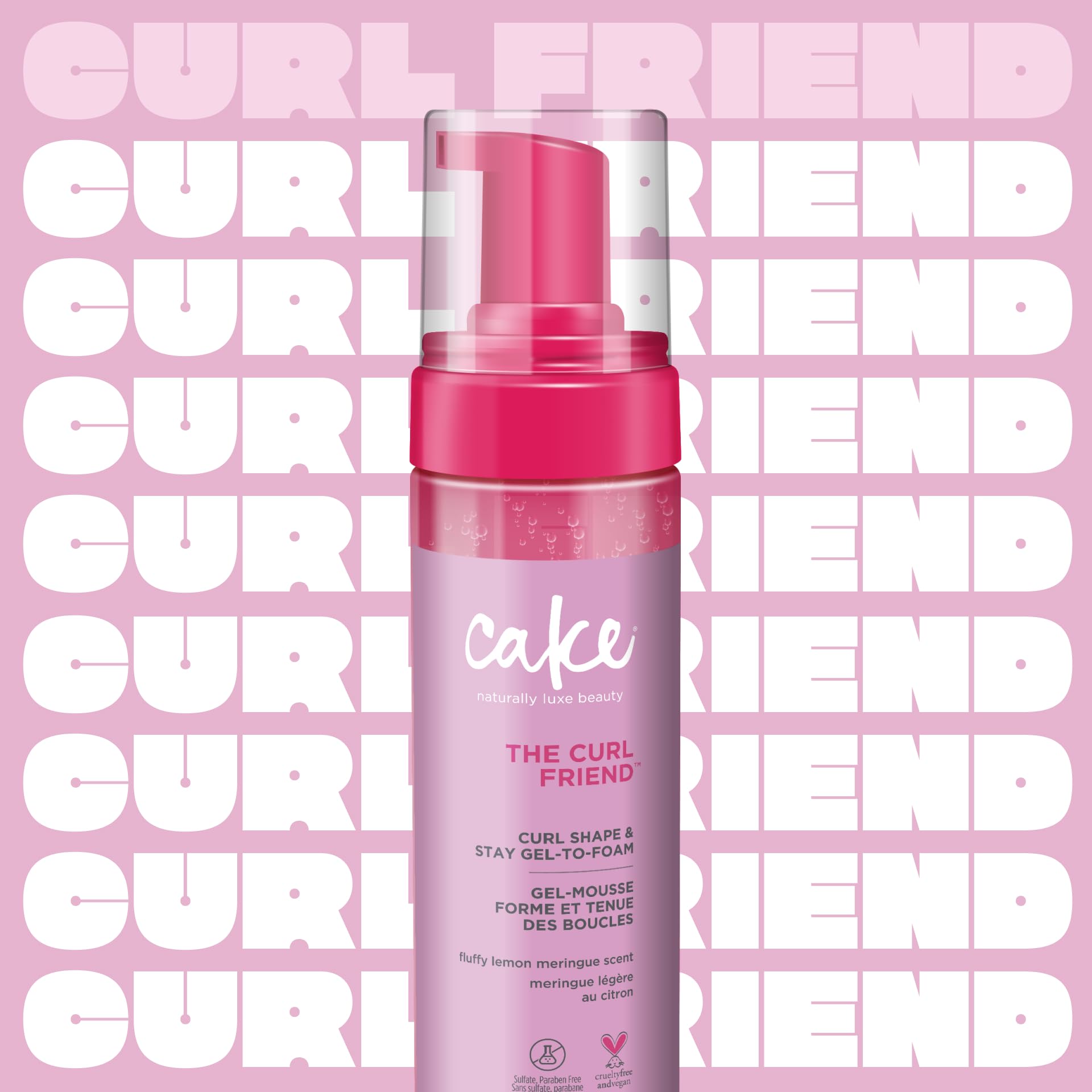 Cake Beauty Gel-to-Foam Curl Styler con dispensador para aplicar dosis precisas.
