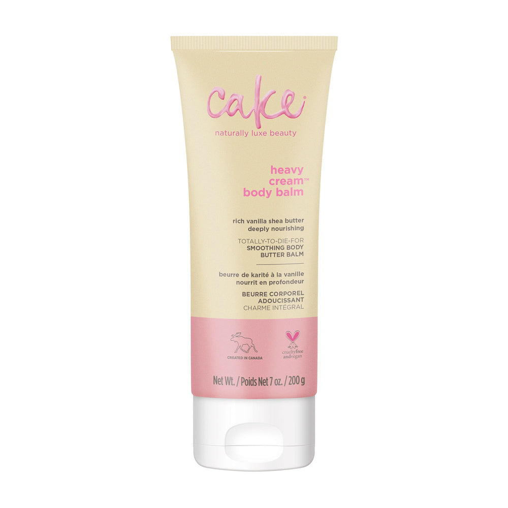 Cake Beauty vegan body lotion jar demonstrates rich hydration for dry skin.