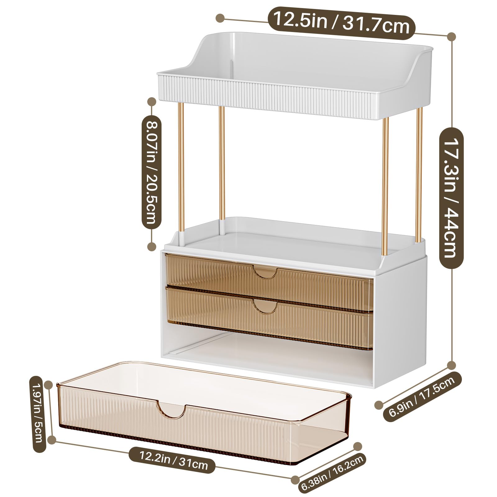 caktraie hidden drawers store smaller skincare items neatly
