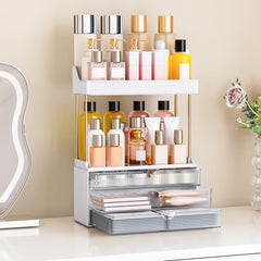 caktraie makeup organizer side view demonstrates a slim footprint for compact vanity spaces.