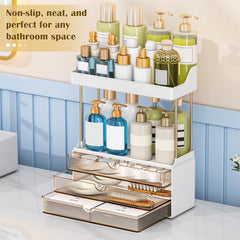 caktraie open shelves hold perfumes and lotions for quick access