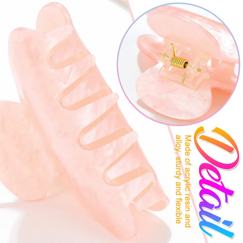 CAKURE pink acrylic claw clip on hair demonstrates grip