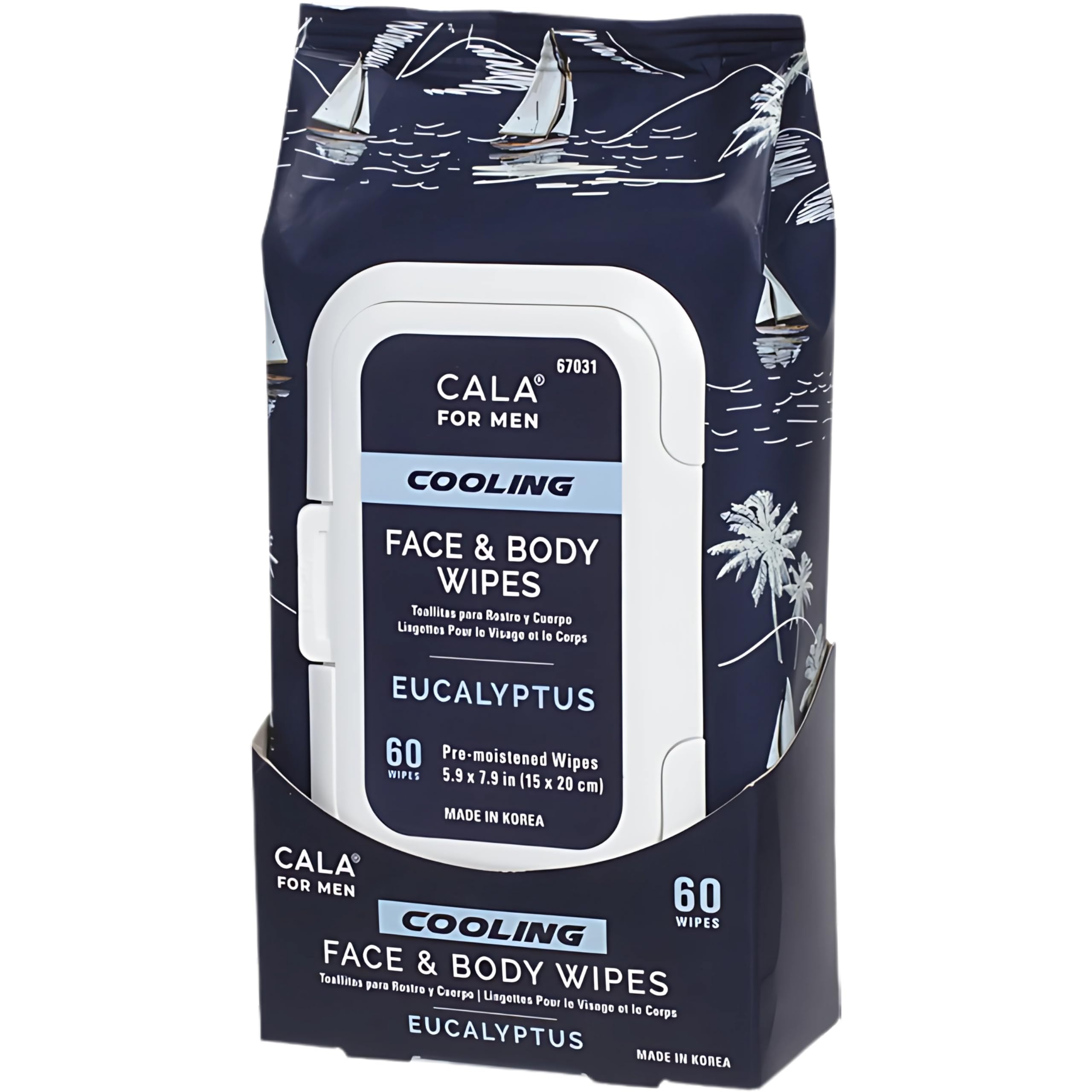 CALA Men's Cooling Wipes eucalyptus pack for quick post-workout refresh.