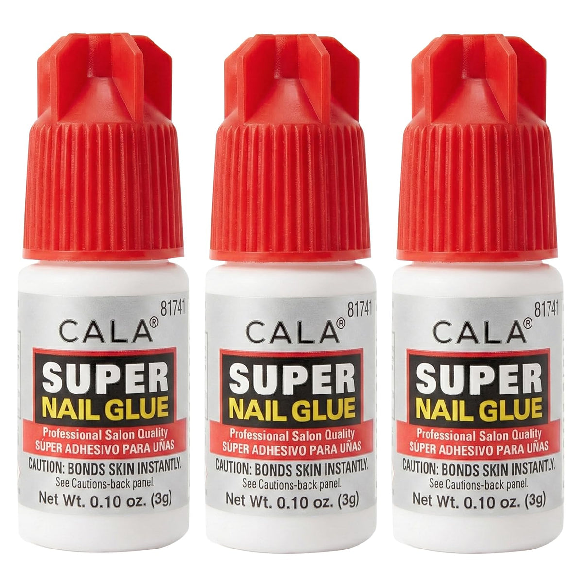 CALA Super Nail Glue bottle pour for precise tip adhesion and quick fixes.