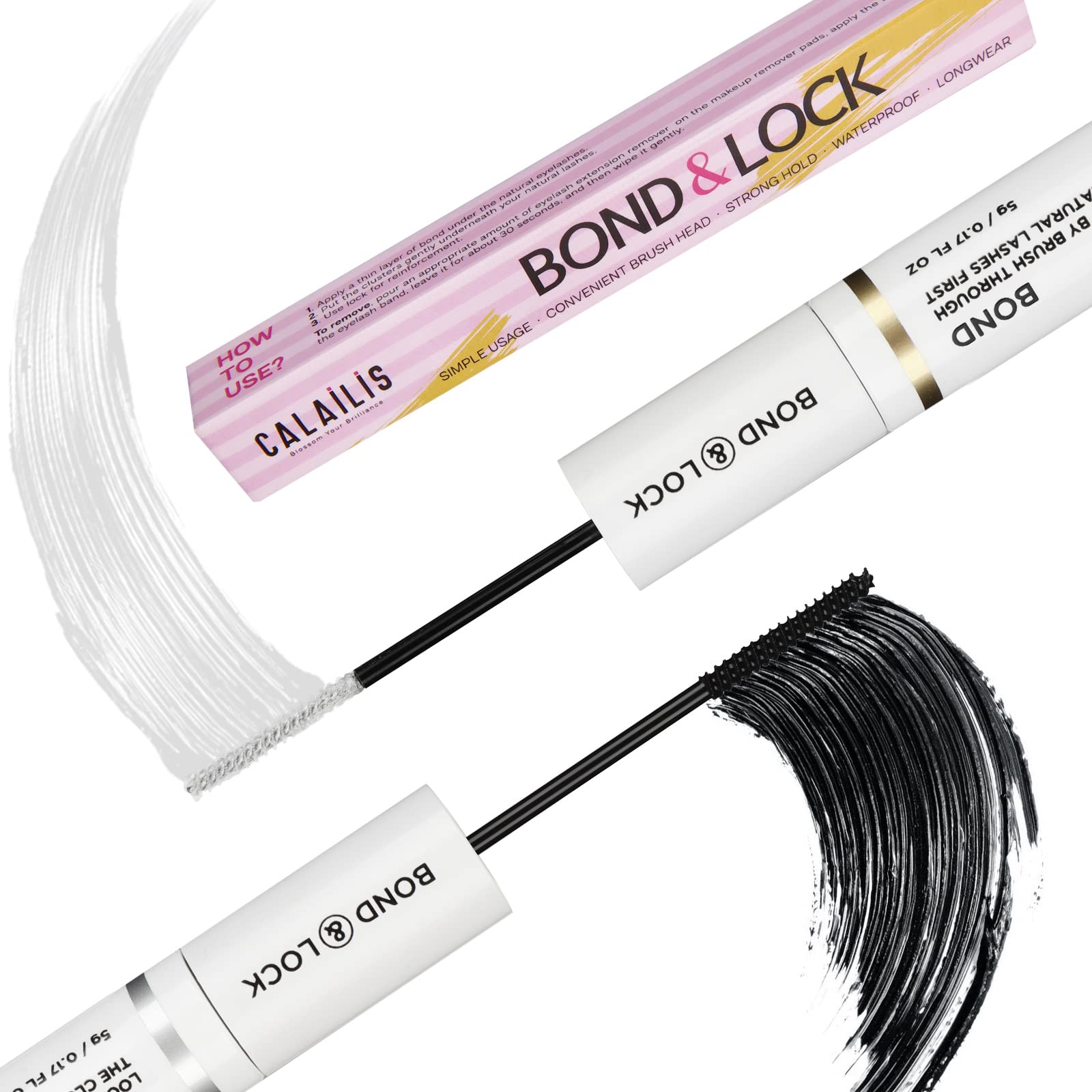 CALAILIS Lash Bond and Seal dual-ended bottle with micro brush for precise lash application