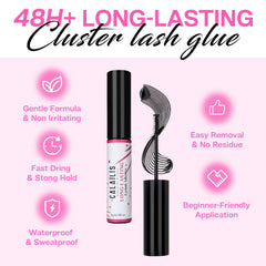 CALAILIS Lash Cluster Glue mini brush application enables precise, mess-free lash bonding.