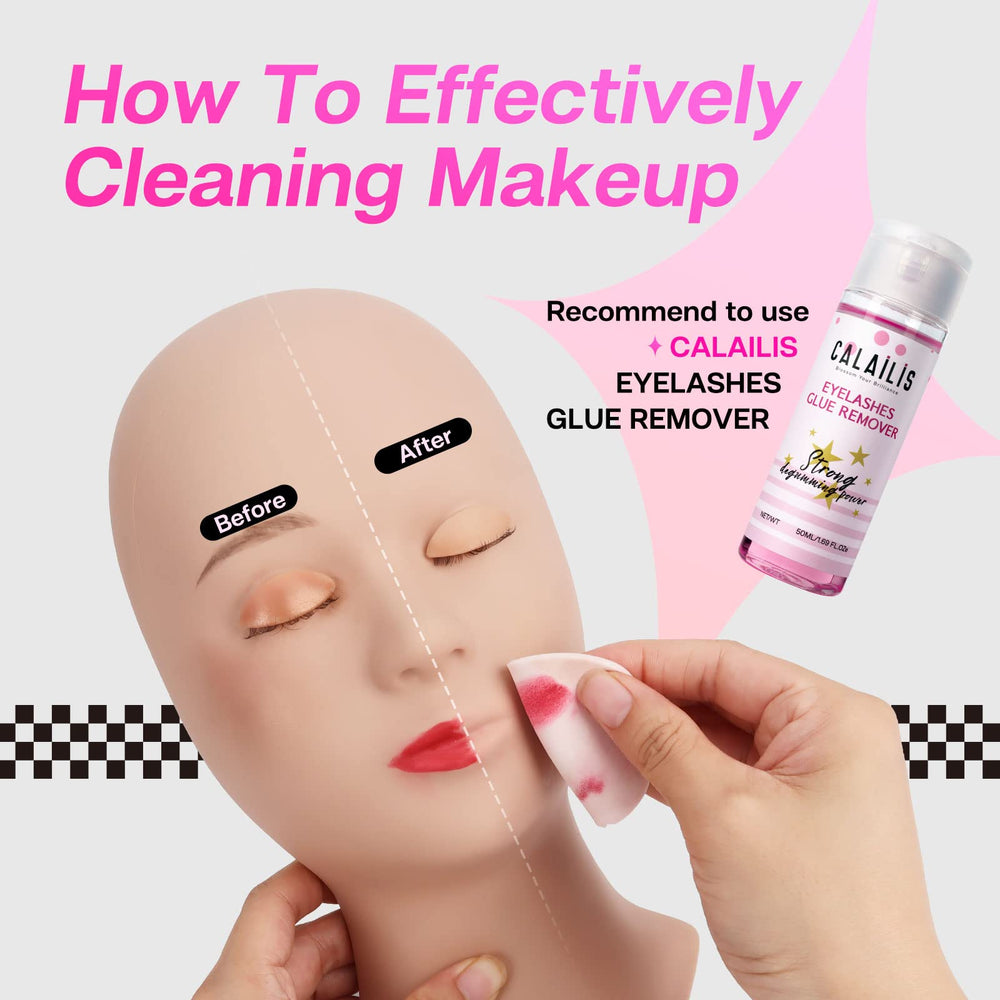 CALAILIS lash mannequin head with skin-tone silicone skin for realistic training.