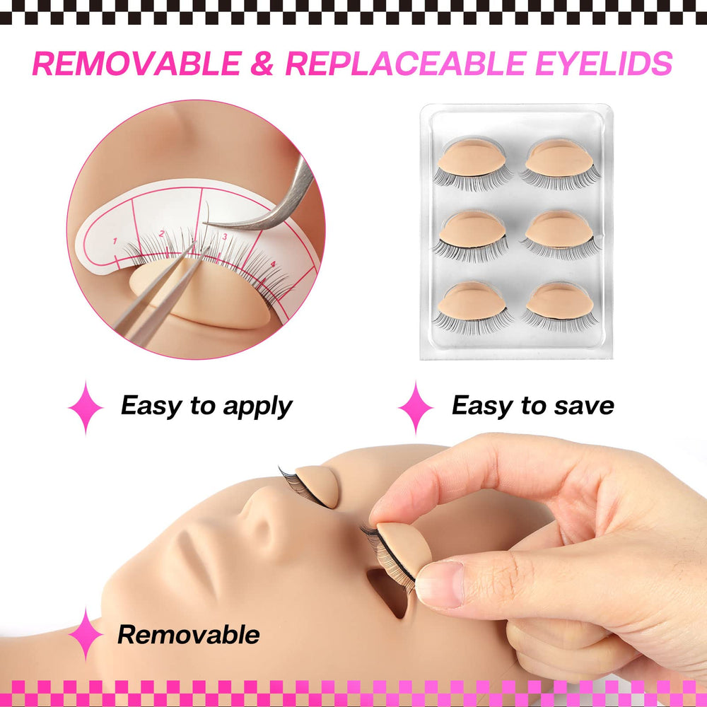 CALAILIS removable eyelids resemble real lashes for varied practice scenarios.