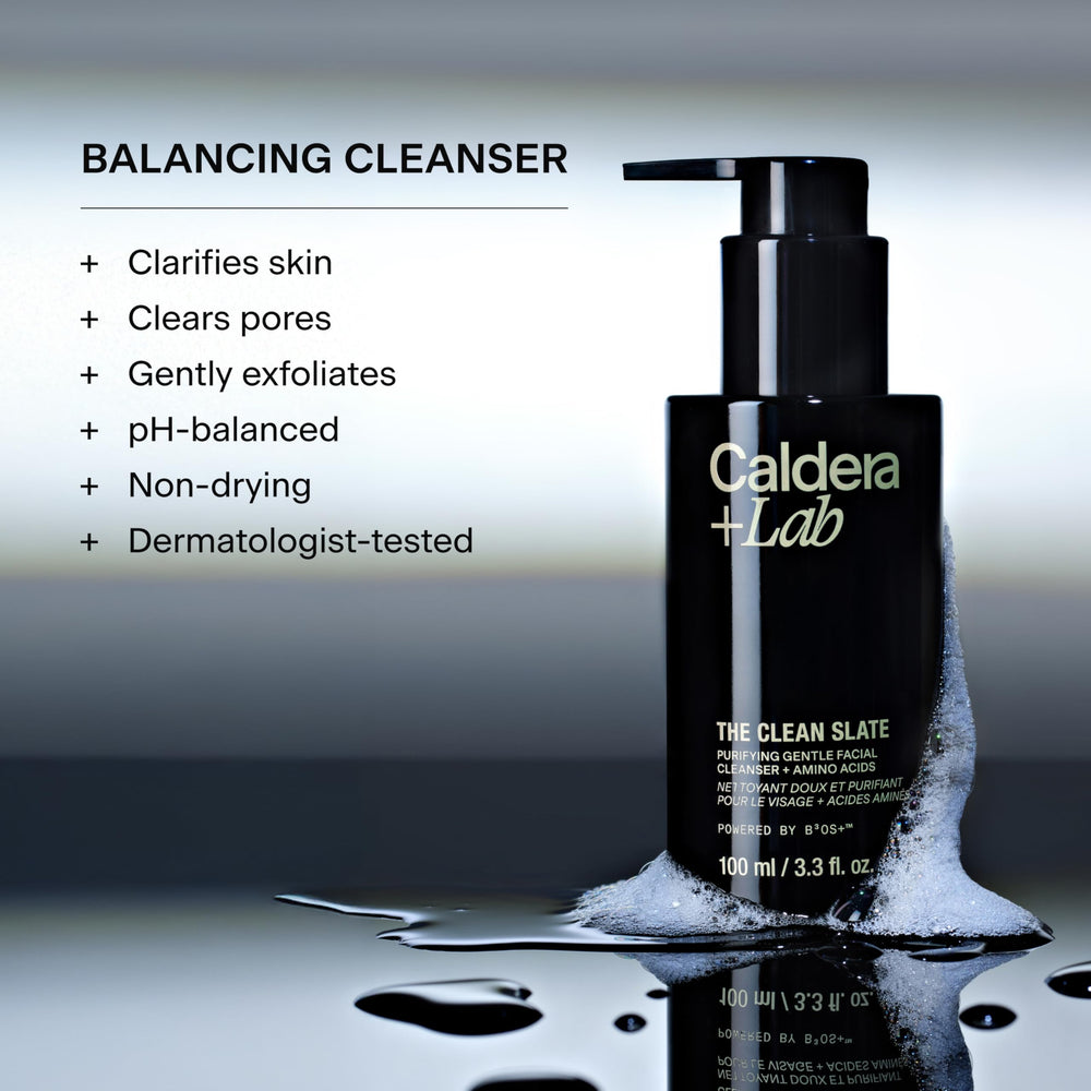 Close-up of probiotic extracts and glacial silt suggests skin-friendly mineral cleansing.