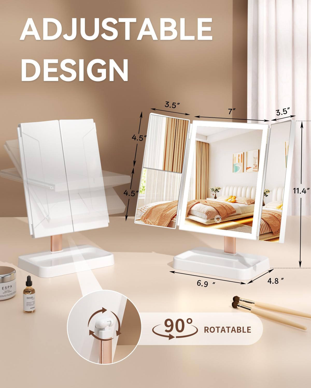 Calepop compact, adjustable mirror fits small spaces and portable setups.