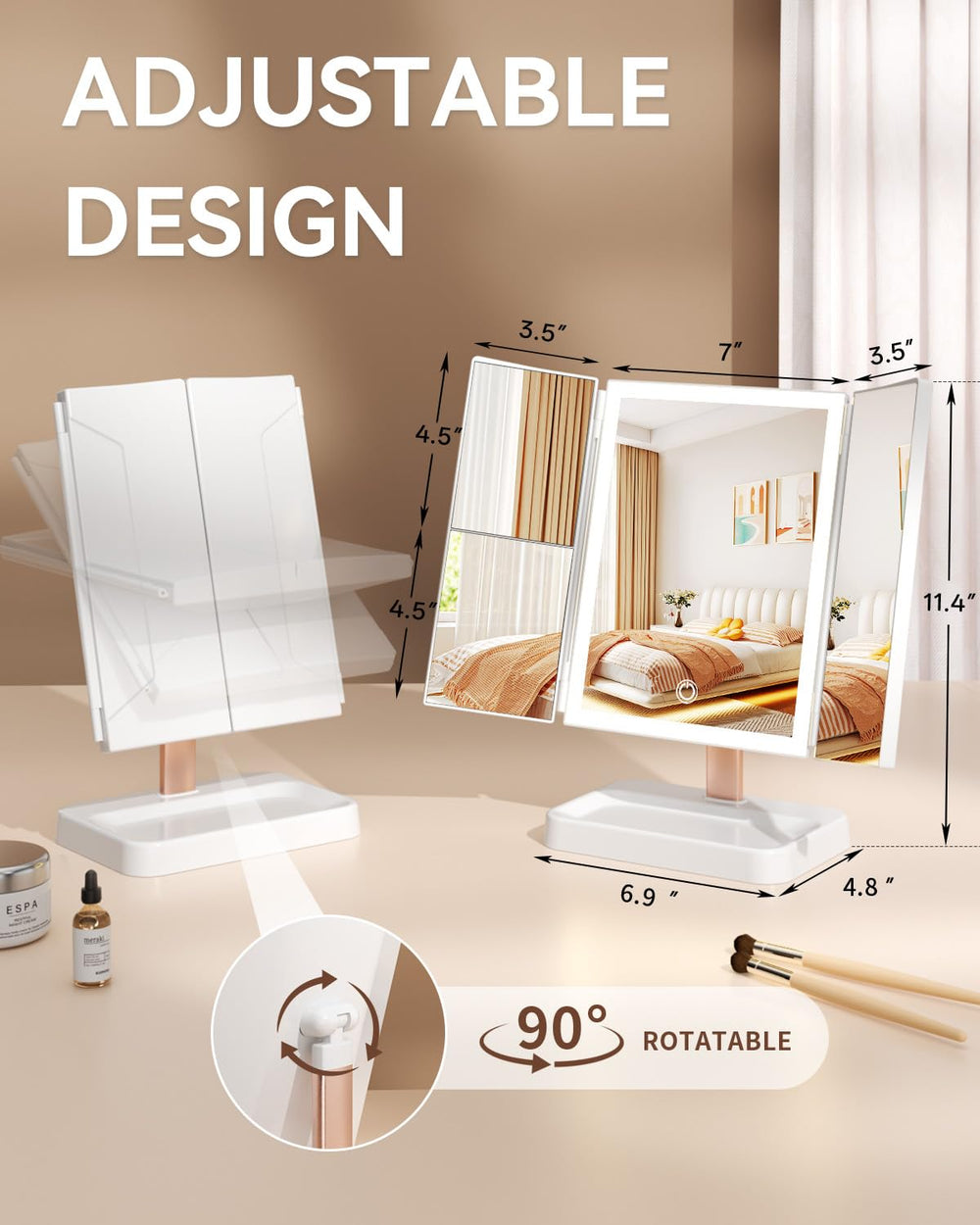 Calepop compact, adjustable mirror fits small spaces and portable setups.