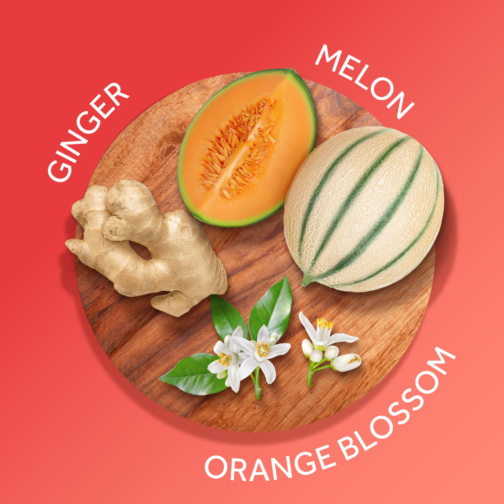 Calgon Hawaiian Ginger middle-note blend with ginger, pear, and rose.