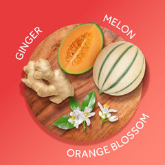 Calgon Hawaiian Ginger middle-note blend with ginger, pear, and rose.