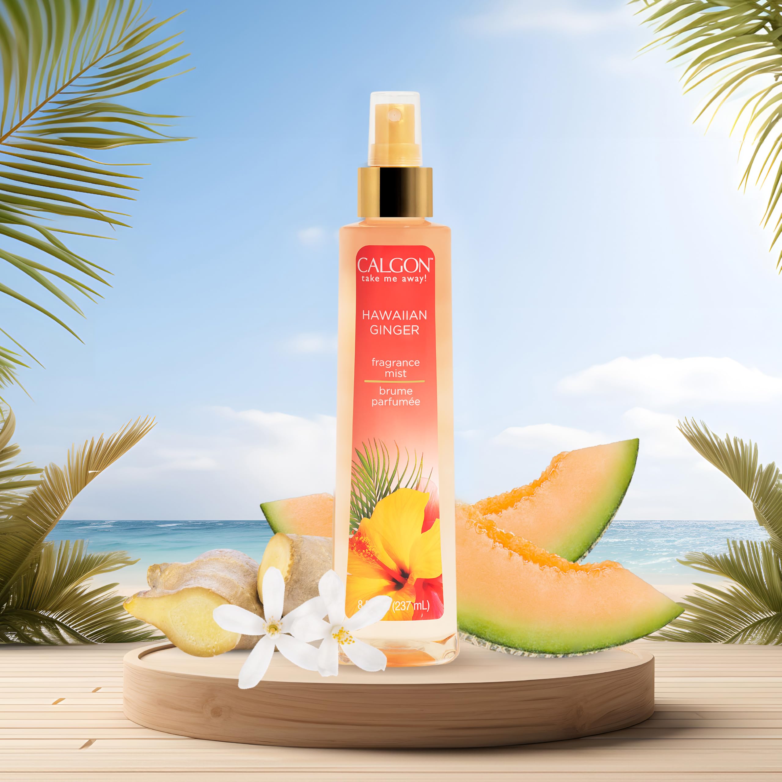 Bright packaging highlighting tropical theme and Hawaiian Ginger vibe.