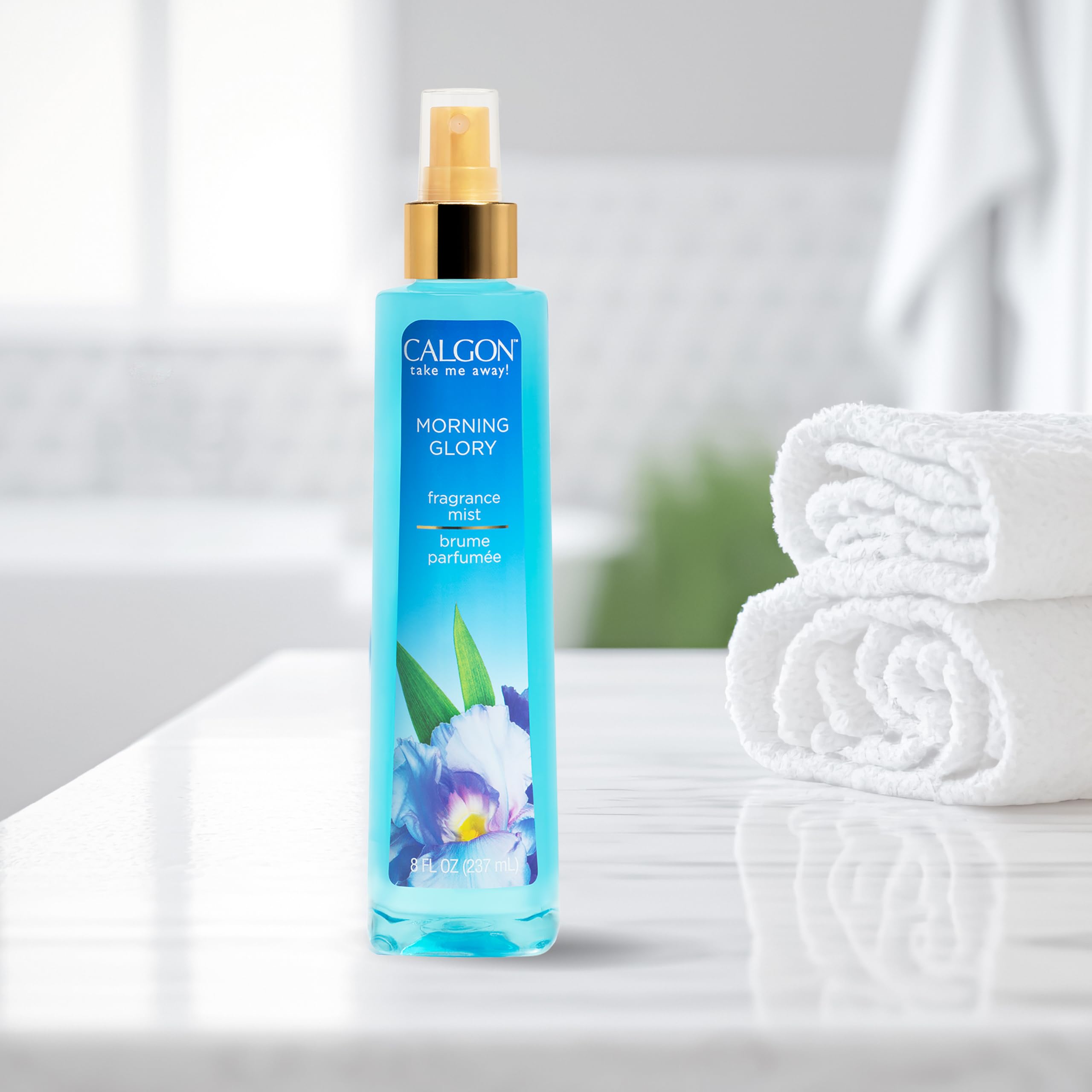 Calgon Morning Glory mist surrounds you when released into the air.