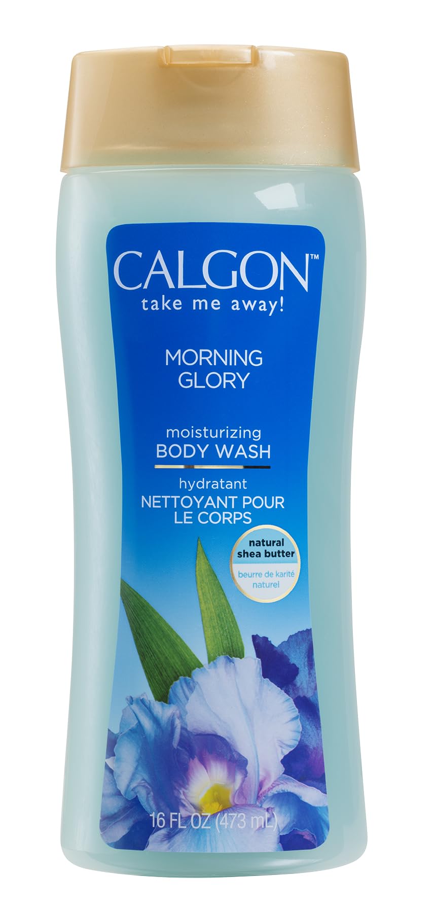 Calgon Morning Glory bottle pour — convenient daily cleanse with a silky skin feel.