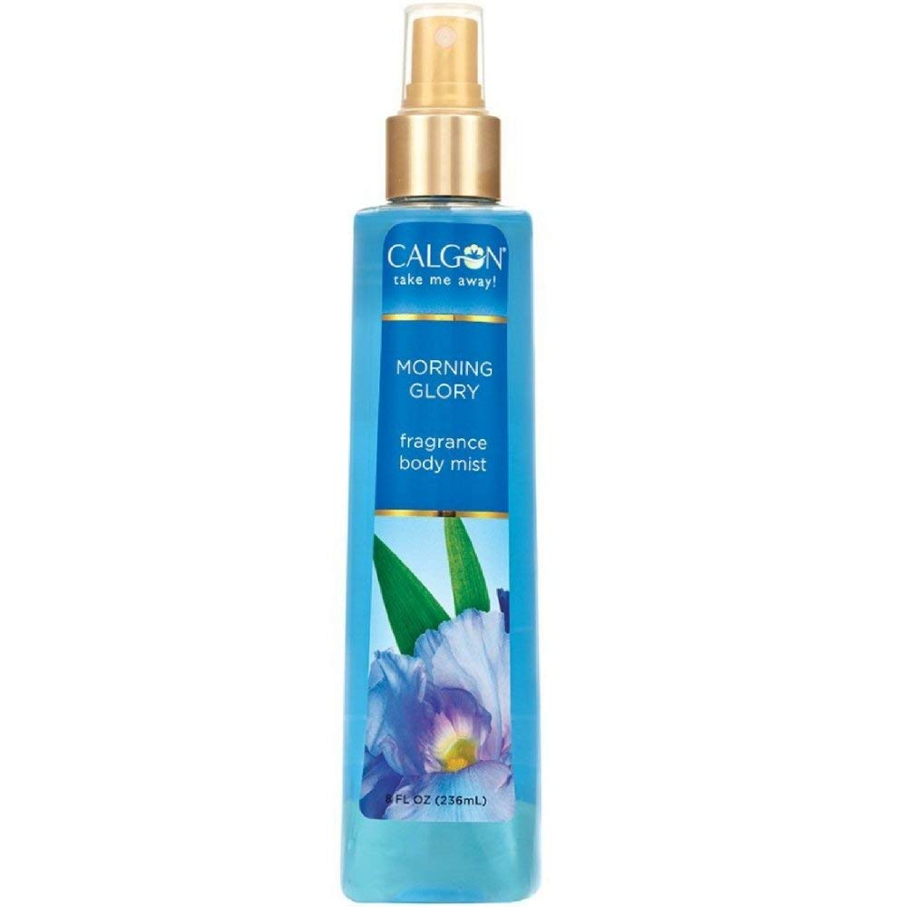 Calgon Morning Glory body mist bottle offers light floral freshness for daily wear.