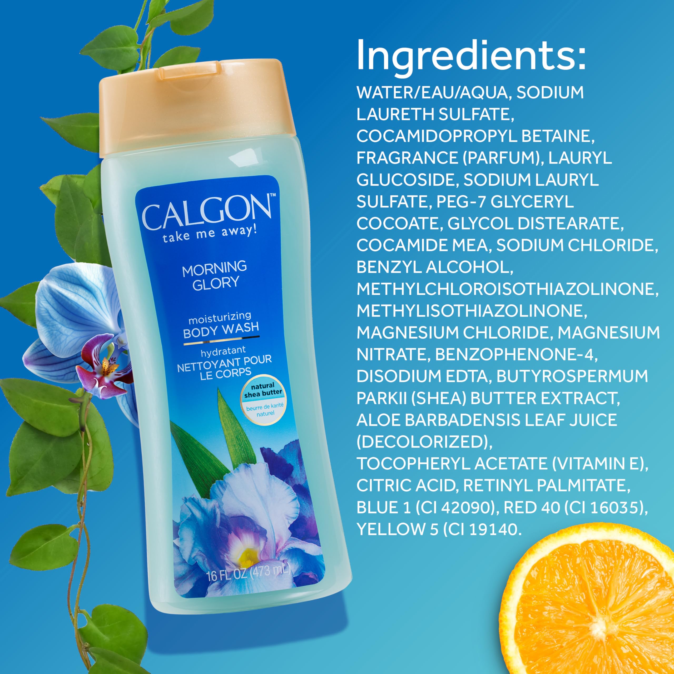 Calgon Morning Glory packaging-display — attractive display highlights Morning Glory bath routine.