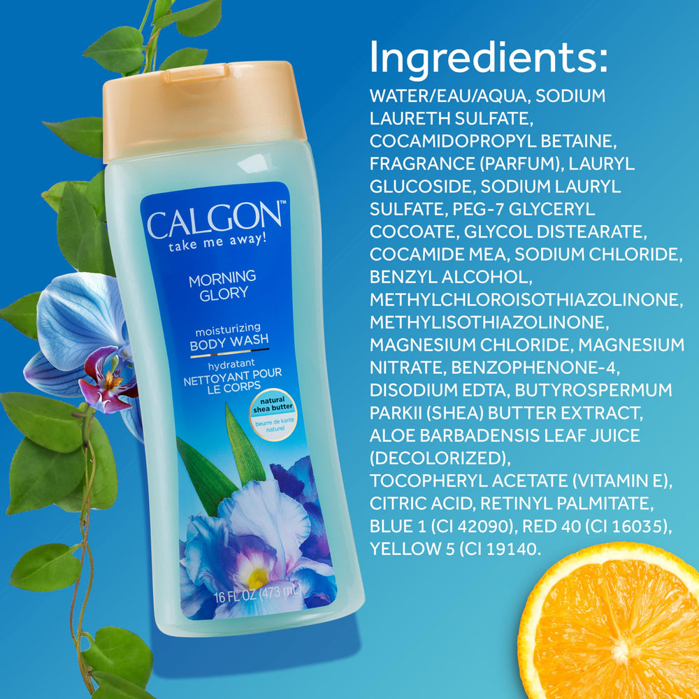 Calgon Morning Glory packaging-display — attractive display highlights Morning Glory bath routine.