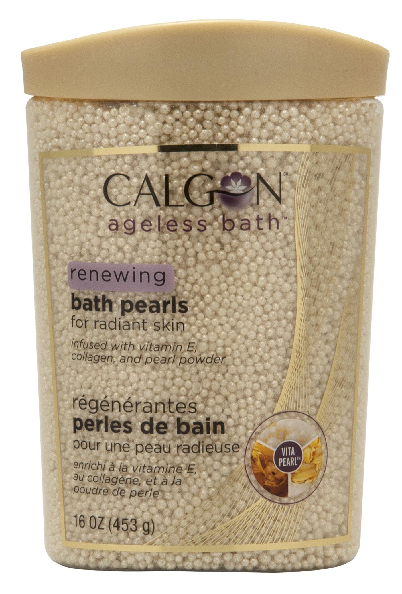 Calgon Perlas Renovadoras frente al envase, experiencia de spa en casa