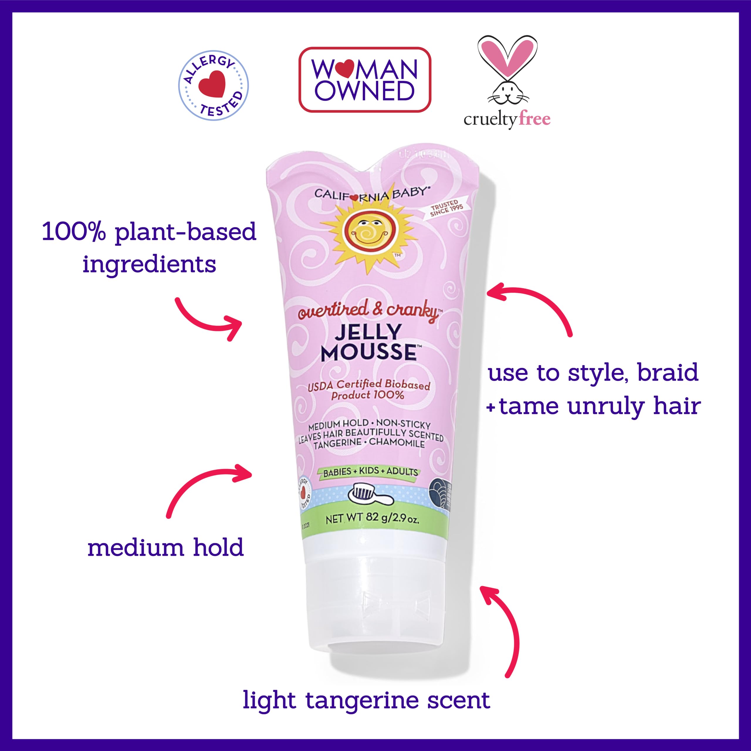 California Baby gel para pelo de niños, fijación media para estilo natural.