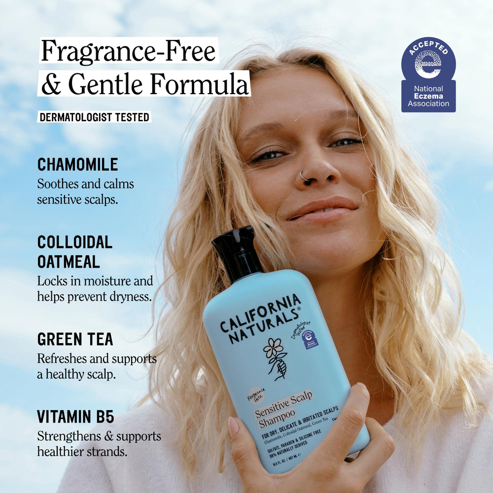 California Naturals aplicación diaria de champú, cuidado suave para todo tipo de cabello.