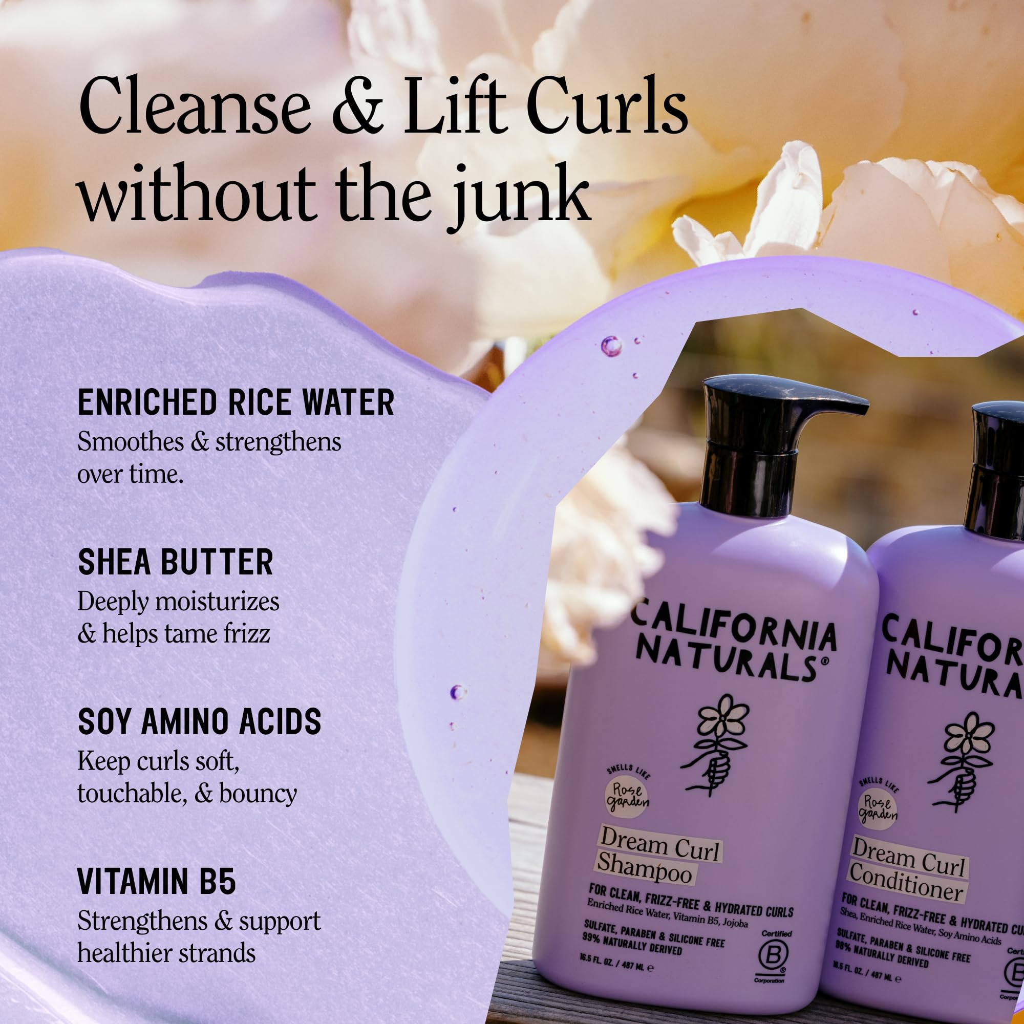 California Naturals Dream Curl Conditioner application glides through damp hair.