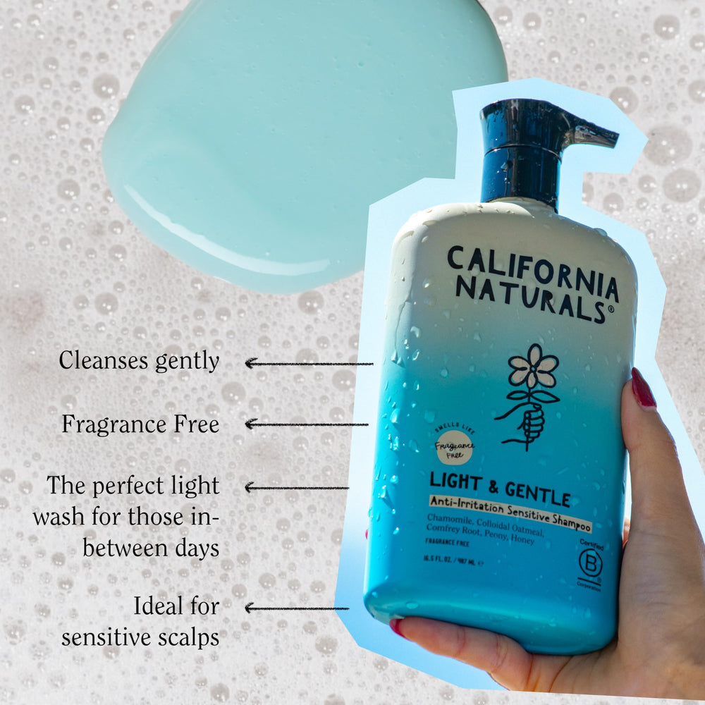 California Naturals shampoo Aloe Vera illustration emphasizes hydrating care.