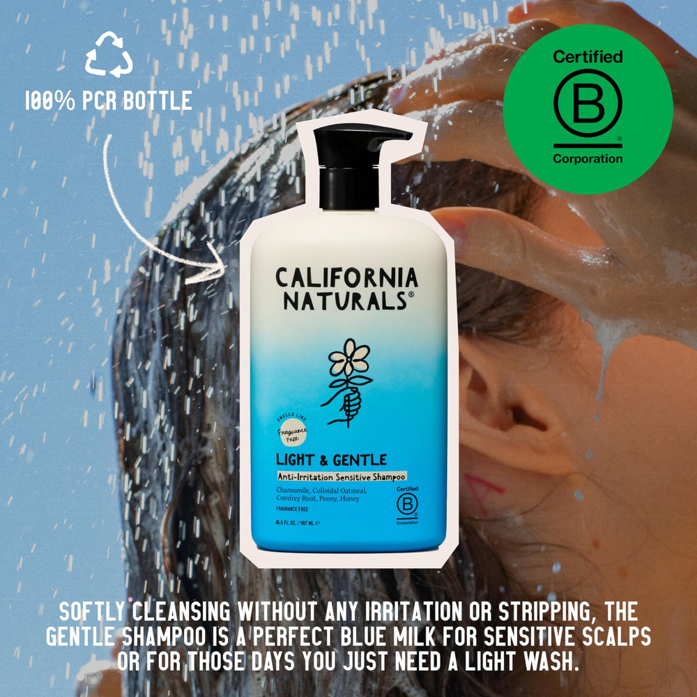 California Naturals shampoo lather close-up shows gentle, sulfate-free cleansing.