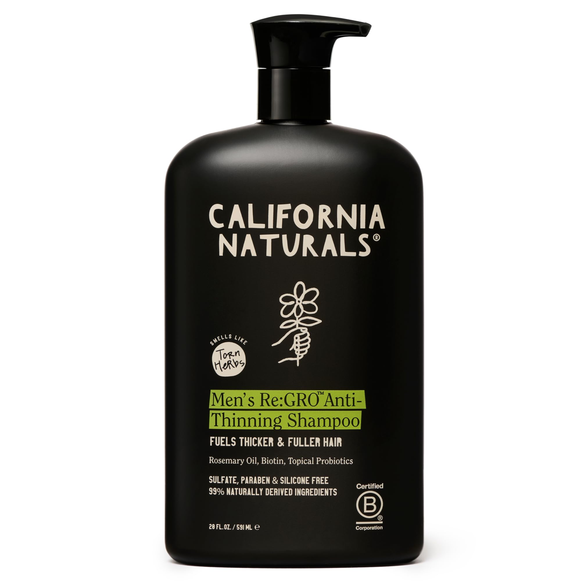 California Naturals Re:GRO champú, botella en primer plano para cuidado diario